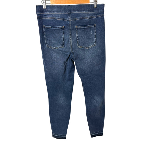 Spanx Distressed Ankle Skinny Jeans Pull On High Rise Medium Wash Blue Size XL - Picture 7 of 8